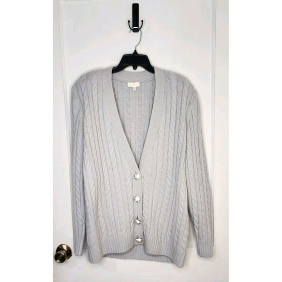 Size Medium Ronny Kobo Parmida Wool Cashmere Knit Cardigan Arctic Blue Bling - Picture 1 of 7